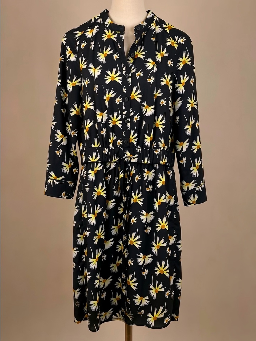 Banana Republic Navy Floral Button-Front Dress